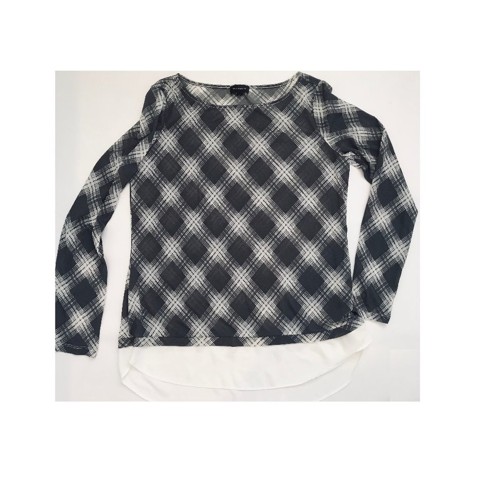 The Limited stretch gray plaid tunic size M